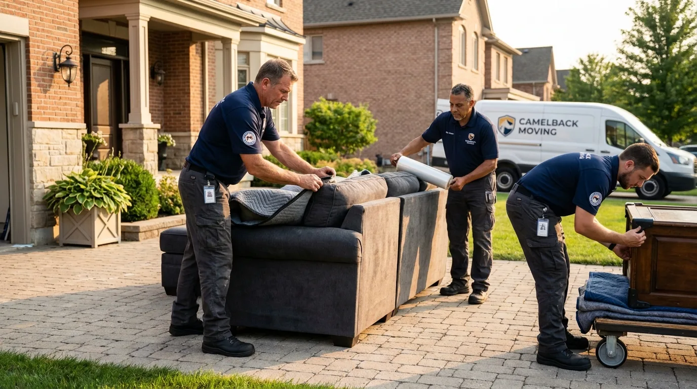 Large estate moving crew wrapping furniture in Barrow, AK